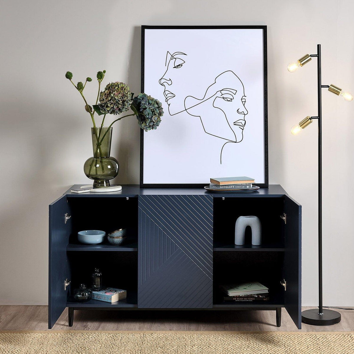 Jack sideboard - geometric - blue - Laura James