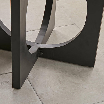 Jade 4 Seater Round Black Dining Table Set - Freya Oatmeal Dining Chairs with Black Legs - Laura James