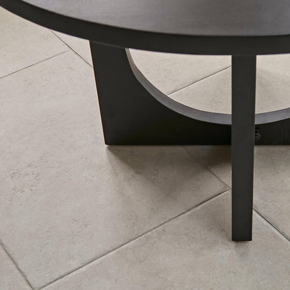 Jade 4 Seater Round Black Dining Table Set - Freya Oatmeal Dining Chairs with Black Legs - Laura James