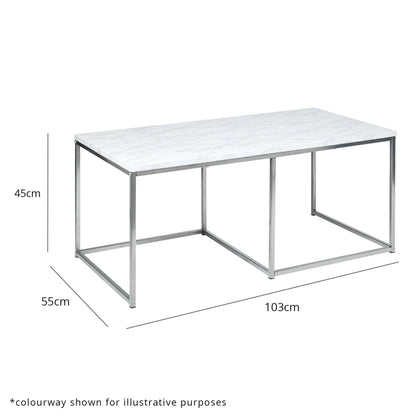 Jay Concrete Effect Coffee Table Set - Chrome Frame