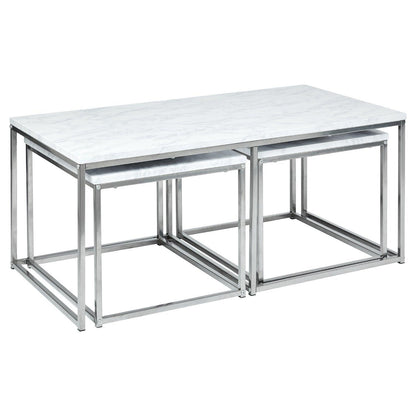 Jay coffee table and side tables - marble effect and chrome - Laura James