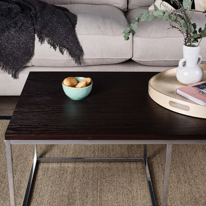 Jay coffee table - walnut effect and chrome - Laura James