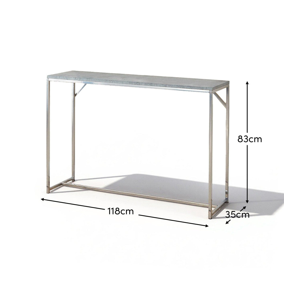 Jay console table - concrete effect and chrome - Laura James