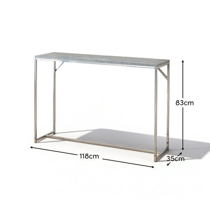 Jay console table - concrete effect and chrome - Laura James