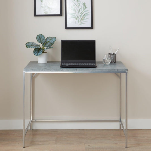 Jay desk - concrete effect and chrome - Laura James