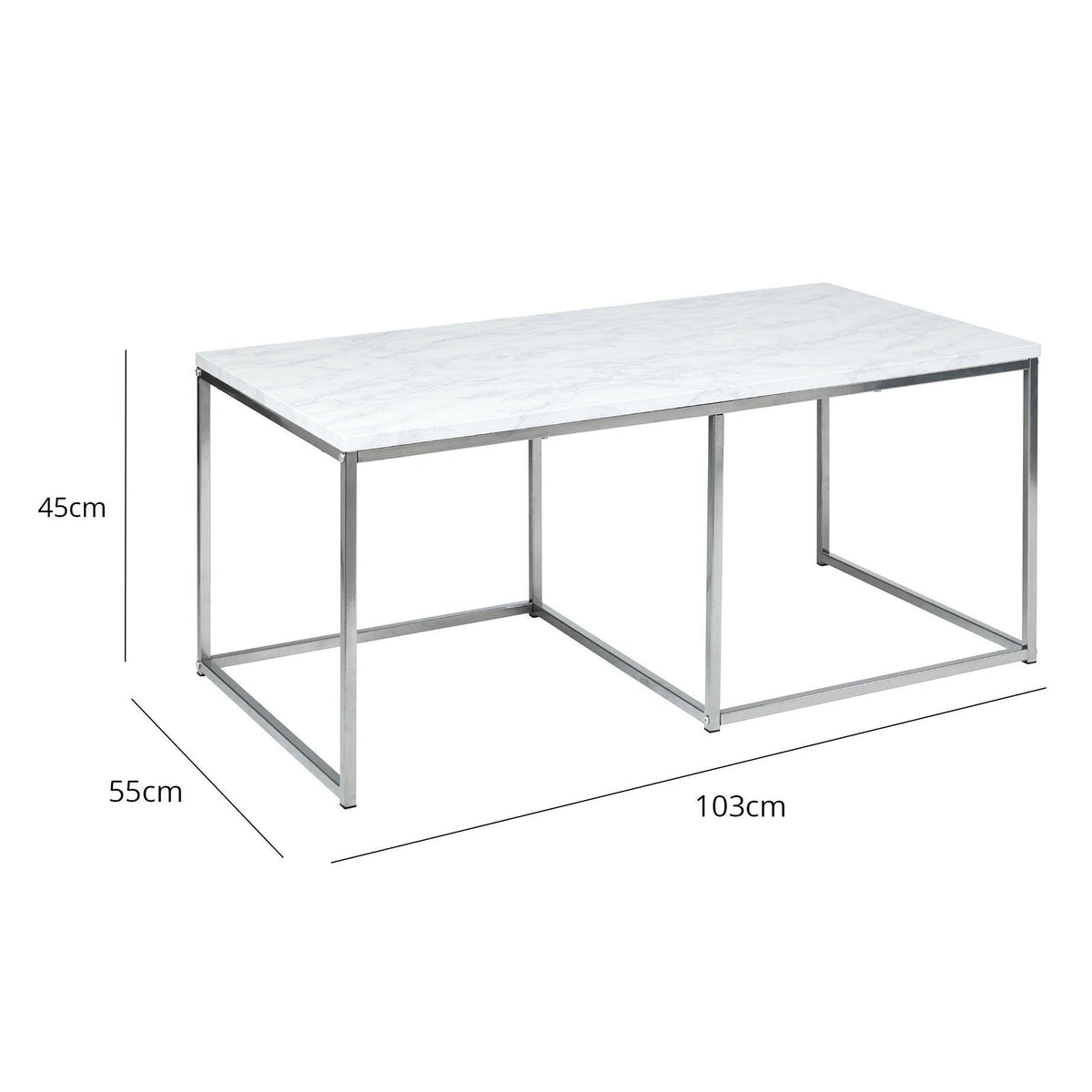 Jay Large Coffee Table - Marble Effect and Chrome
