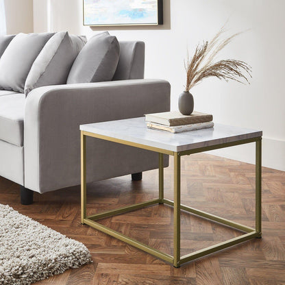 Jay side table - marble effect and gold - Laura James