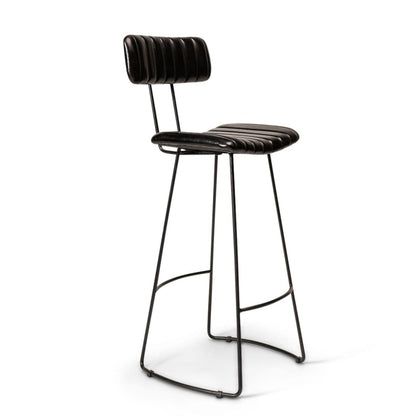 Jayden Black Backed Leather Bar Stool