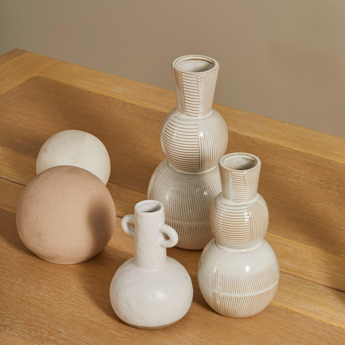 Kelton 11cm Ceramic Ball Ornament - Taupe - Laura James
