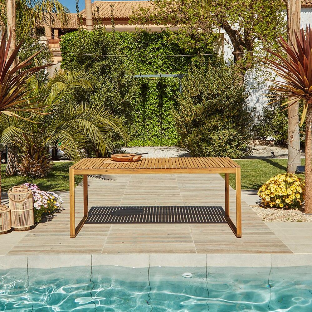 Lennox 6 Seater Wooden Outdoor Dining Set with Premium Grey Parasol