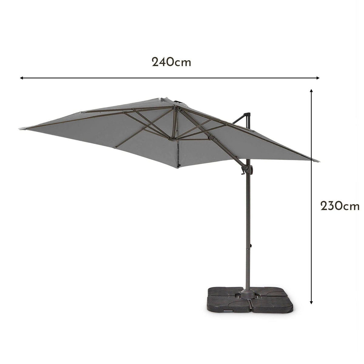 Grey LED Parasol - Dimensions