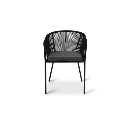 Lennox Table with 6 Hali Black Dining Chairs & Grey LED Premium Parasol
