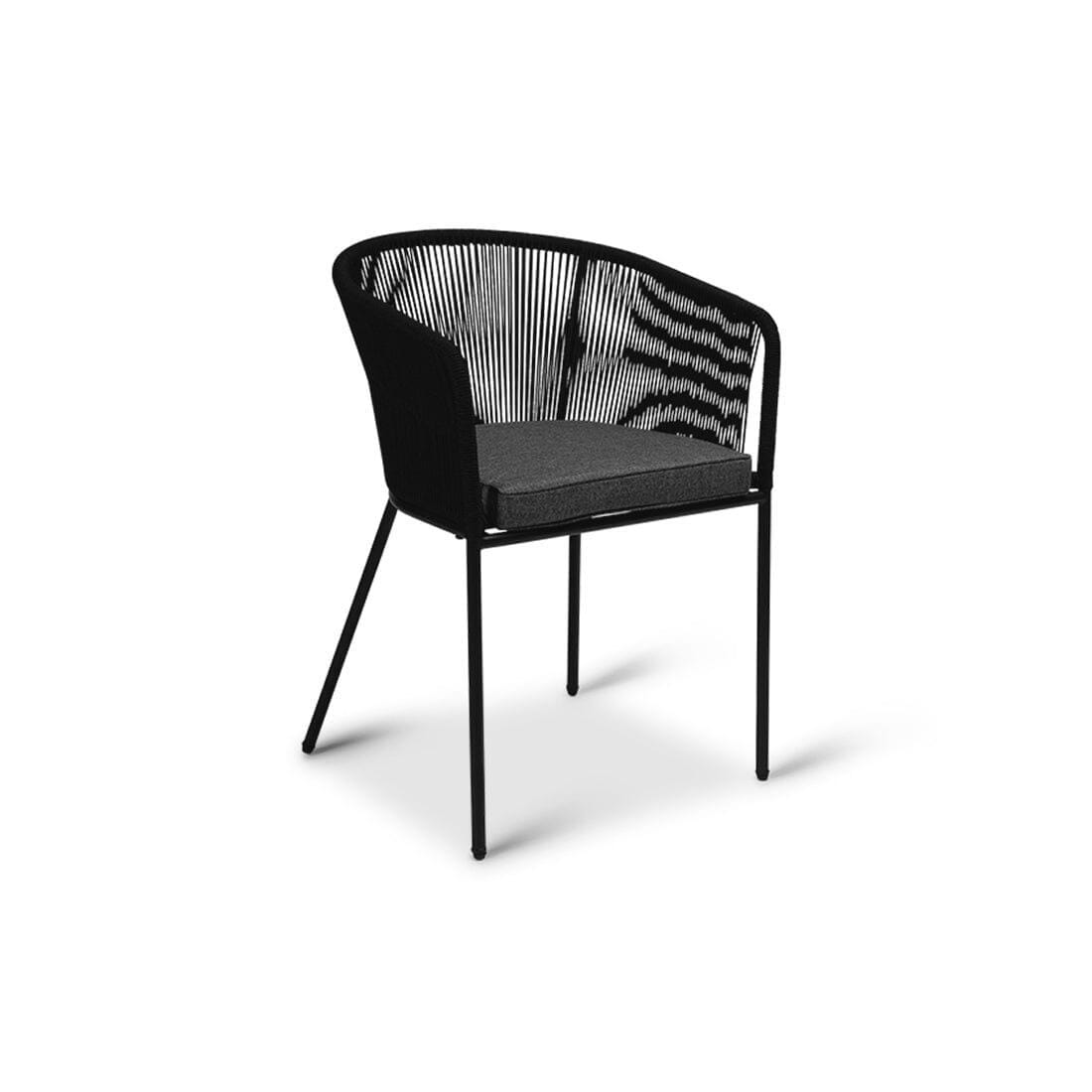Lennox Table with 6 Hali Black Dining Chairs & Grey LED Premium Parasol