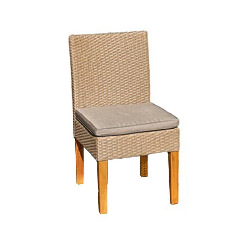 Oakley 4 Seater Wooden Extendable Round Garden Dining Table with 4 Rattan Dining Chairs