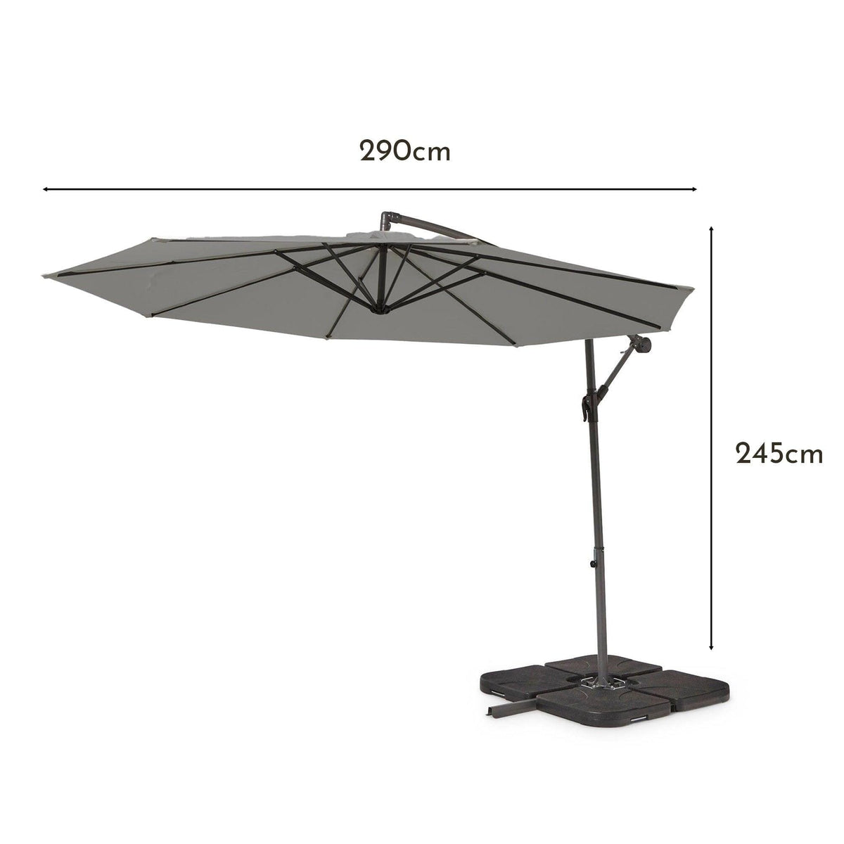 Lennox Table with 8 Oliver Dining Chairs with Grey Lean Over Parasol