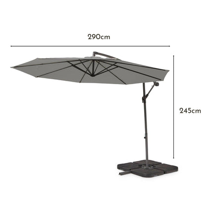 Lennox Table with 8 Oliver Dining Chairs with Grey Lean Over Parasol