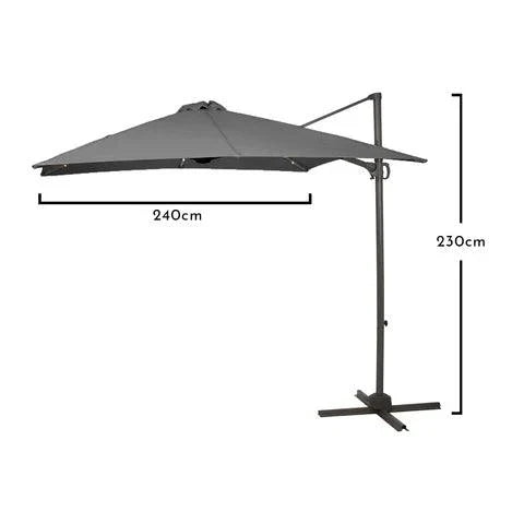 Lennox Table with 8 Oliver Dining Chairs with Grey LED Premium Parasol