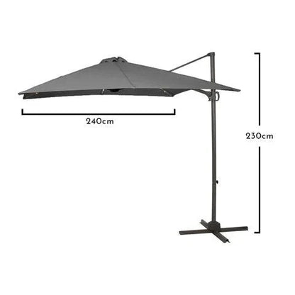 Lennox Table with 8 Oliver Dining Chairs with Grey LED Premium Parasol