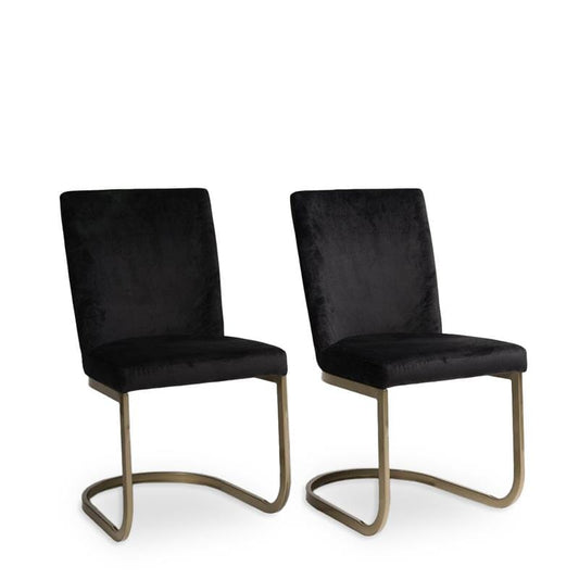 Lola Black Dining Chairs - Set of 2 - Gold Legs - Laura James 