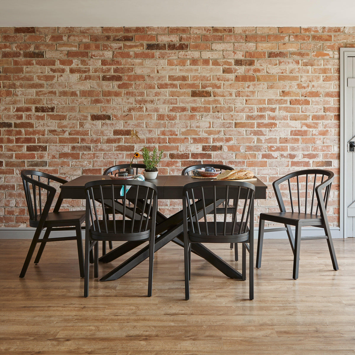 Wooden Spindle Dining Chairs Set of 2 - Black - Laura James