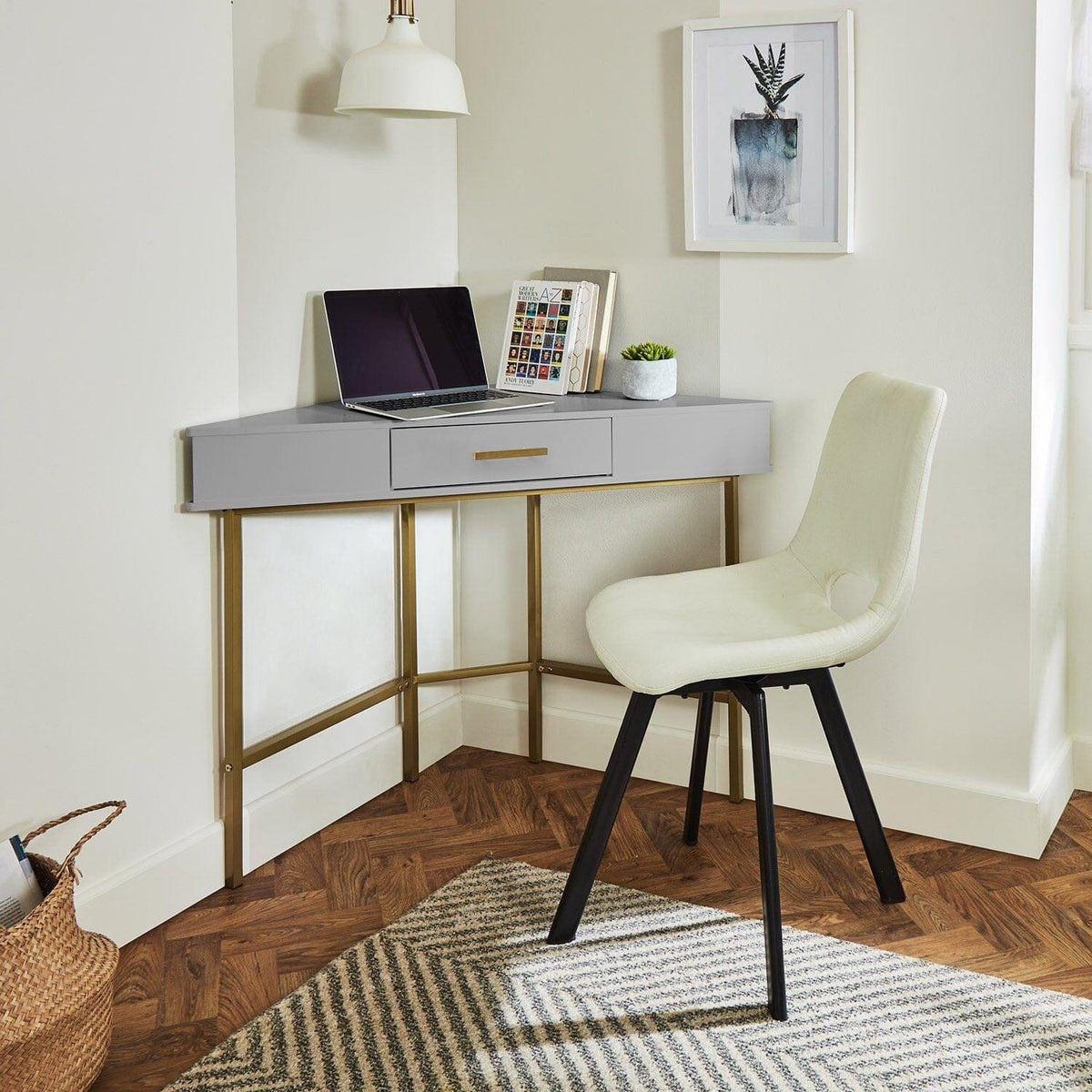 Marie Corner Desk - Grey - Laura James