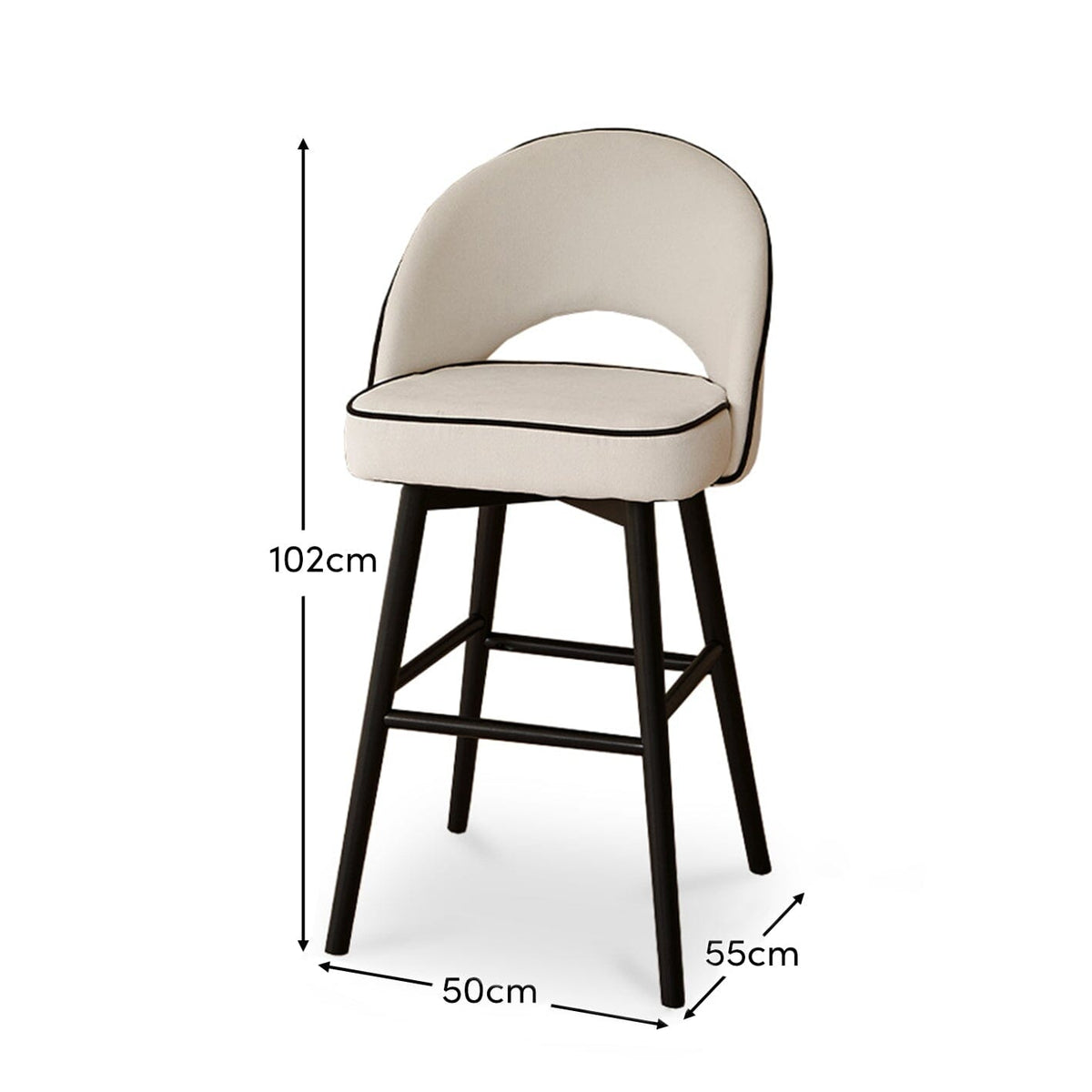 Marilyn Ivory Barstools with Black Oak Legs - Laura James
