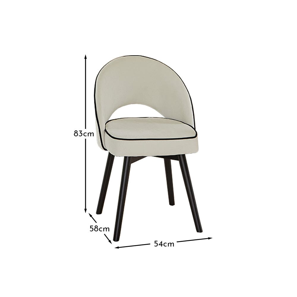 Marilyn Ivory Dining Chairs - Set of 2 - Whitewash Oak Legs - Laura James 
