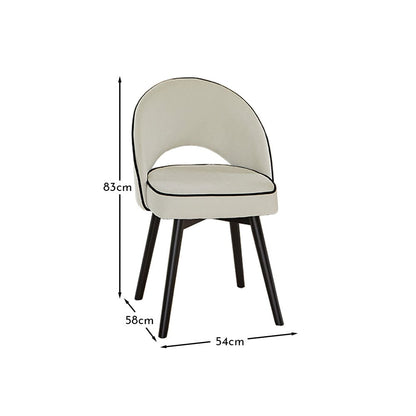 Marilyn Ivory Dining Chairs - Set of 2 - Whitewash Oak Legs - Laura James 