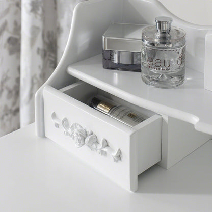 Monaco Dressing Table, Stool & Mirror Set - White Painted - Laura James