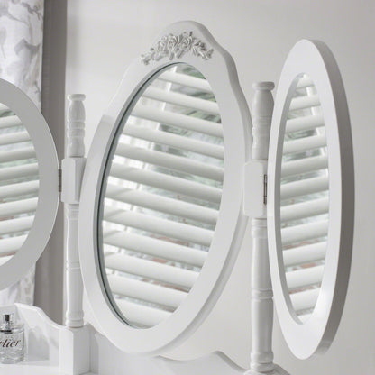 Monaco Dressing Table, Stool & Mirror Set - White Painted - Laura James