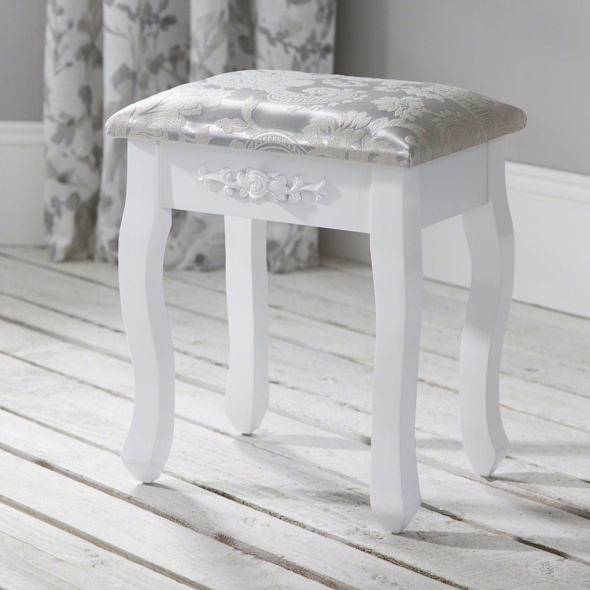 Monaco Dressing Table, Stool & Mirror Set - White Painted - Laura James