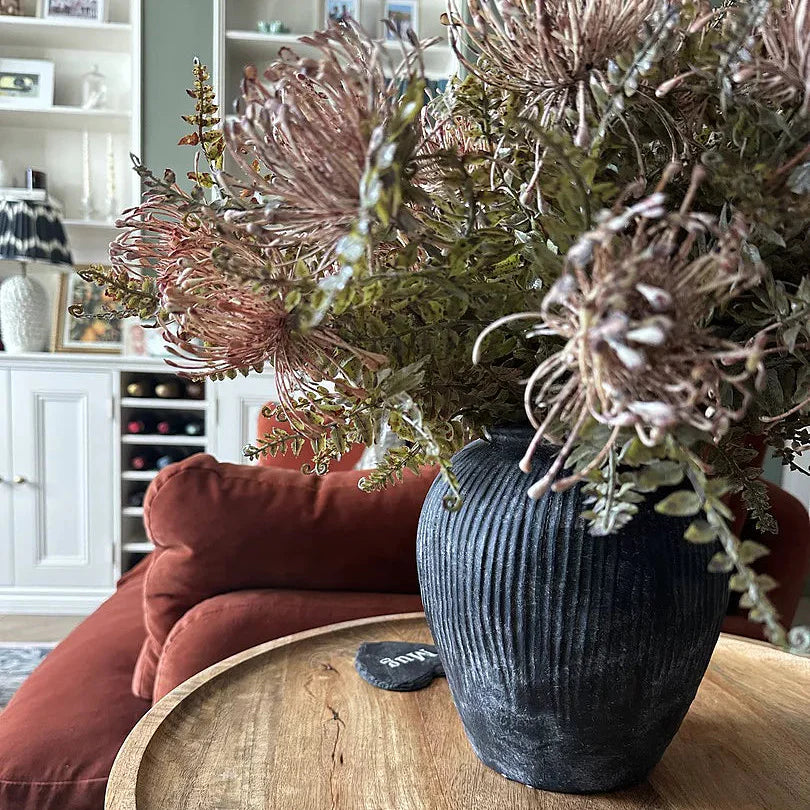 Anze 20cm Terracotta Vase - Rustic Black - Laura James 