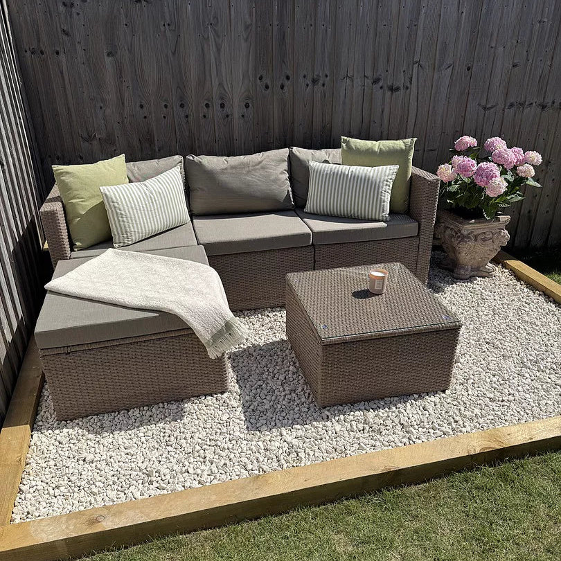 Weston 4 Seater Rattan Garden Corner Sofa Set - Natural Weave - Laura James 