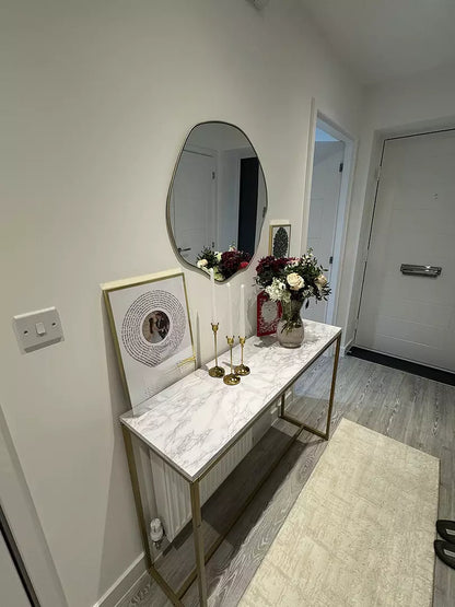 Jay Marble Effect Console Table - Gold Legs - Laura James 