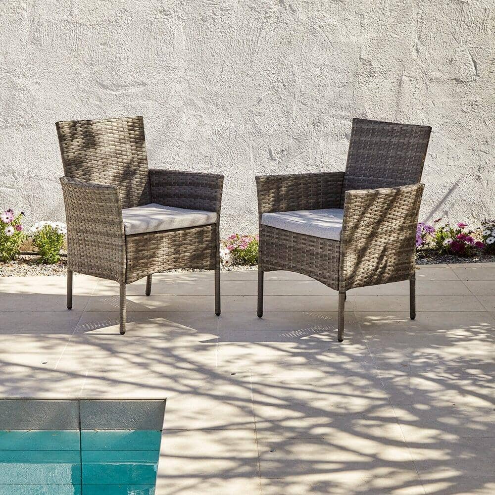 Kemble 4 Seater Rattan Round Dining Set with Grey LED Premium Parasol & Parasol Rain Cover - Grey Weave