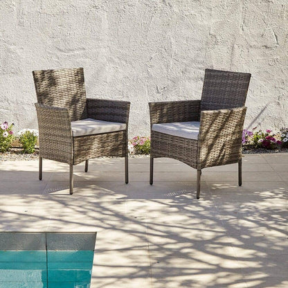 Kemble 4 Seater Rattan Round Dining Set with Grey LED Premium Parasol & Parasol Rain Cover - Grey Weave