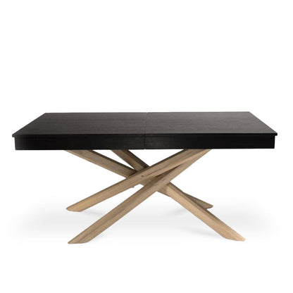 Amelia Black Wood Dining Table - Non Extendable - Whitewash Legs - Laura James 