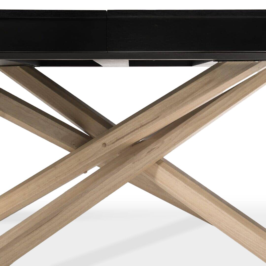 Amelia Black Wood Dining Table - Non Extendable - Whitewash Legs - Laura James 
