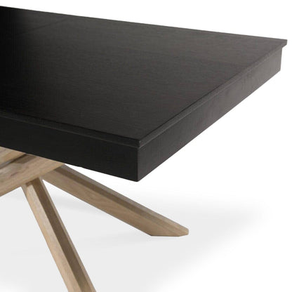 Amelia Black Wood Dining Table - Non Extendable - Whitewash Legs - Laura James 