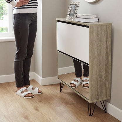 Anderson shoe cabinet - 2 door - oak effect and white - Laura James