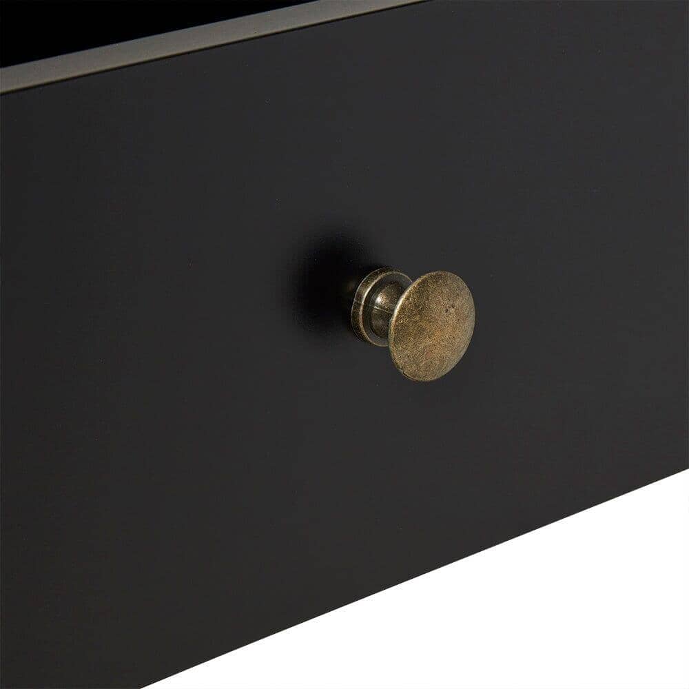 Charlie Two Drawer Bedside Table in Noir Black - Laura James