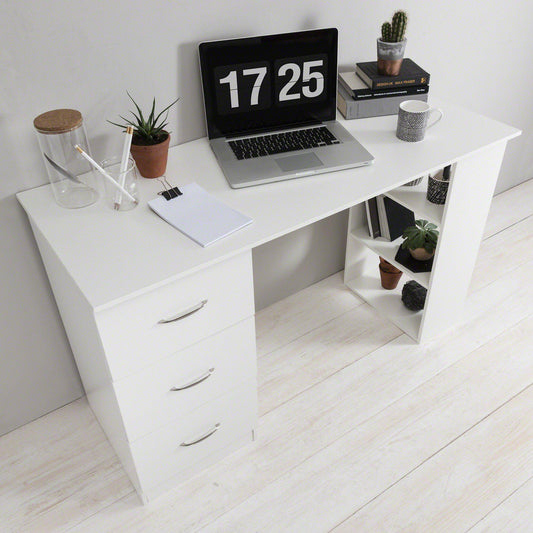 White Computer Desk with Drawers - Laura James