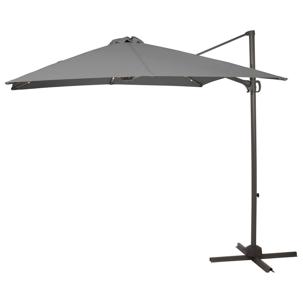 Premium cantilever 2.4m Square Parasol - Grey - LED lights - Laura James