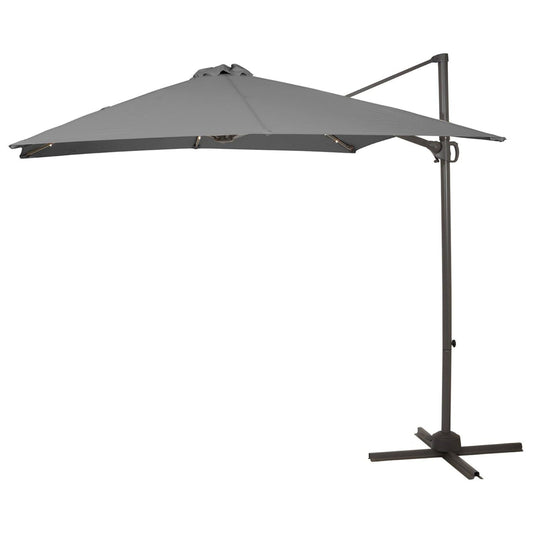 Premium cantilever 2.4m Square Parasol - Grey - LED lights - Laura James