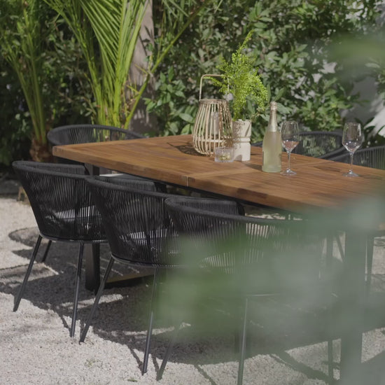 Hali 8 Seater Wooden Outdoor Dining Set with Hali Black Chairs - Laura James 
