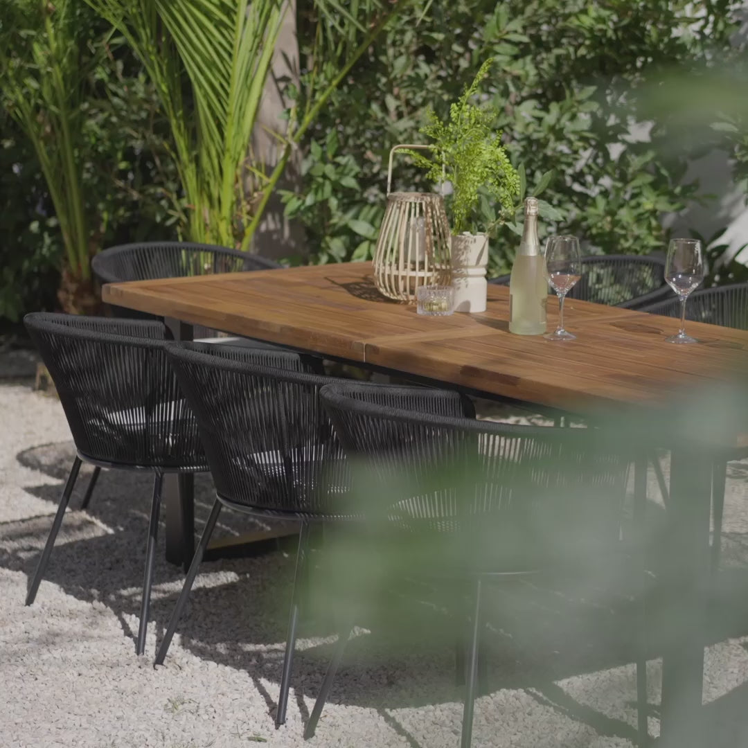 Hali 8 Seater Wooden Outdoor Dining Set with Hali Black Chairs - Laura James 
