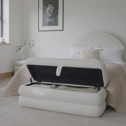 Fleur Large Ottoman Footstool - Chalk White Boucle