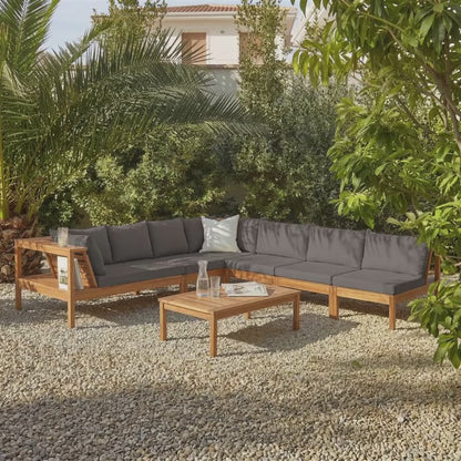 Dakota Mid Section/Chair - Natural Acacia with Grey Cushions