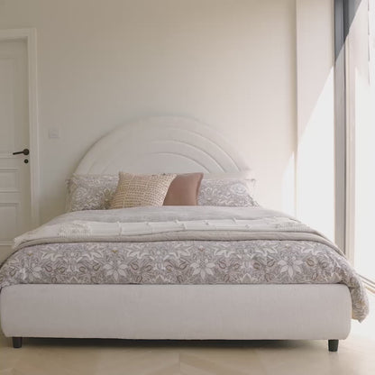 Mimi King Size Ottoman Bed - Chalk White Boucle - Laura James 