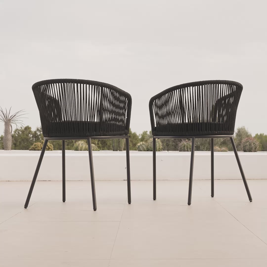 Hali Black Rope Chair with Cushions - Set of 2 - Laura James 